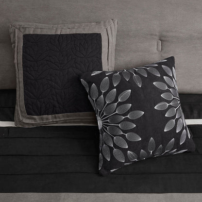 7 Pieced Faux Suede Comforter Set Black Queen