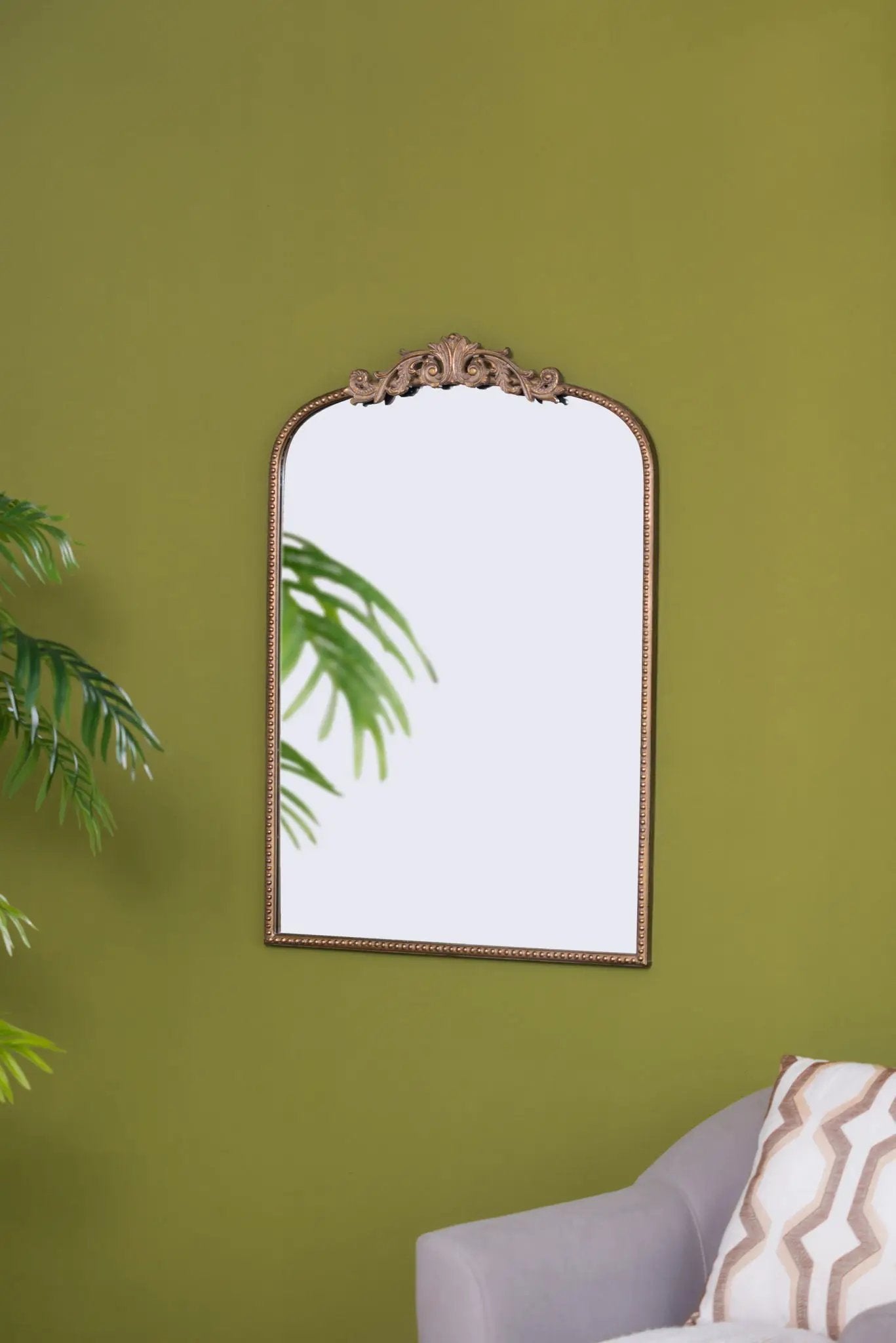 Arch Baroque wall mirror in bronze frame by Unique Piece Furniture, ornate crest design on Tampa Home & Garden Store