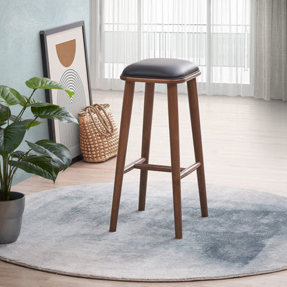 Bar height stool with upholstered black seat and wooden legs HouseOfZazla on Tampa Home & Garden Store