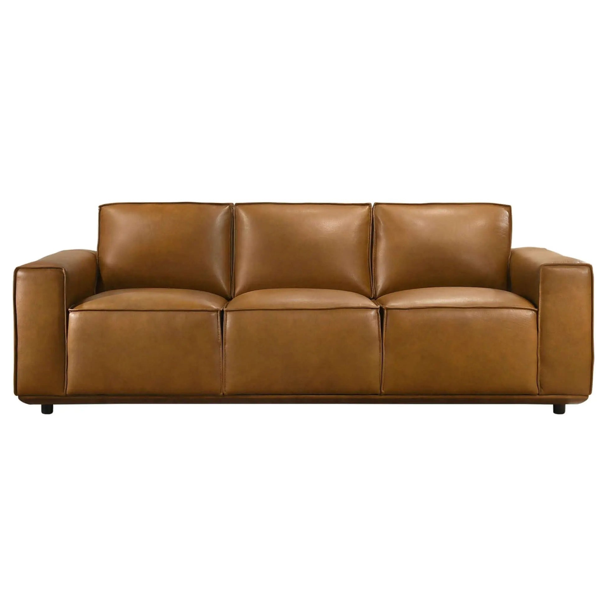 Hanky sofa brown tan leather stationary sofa by Unique Piece Furniture on Tampa Home & Garden Store