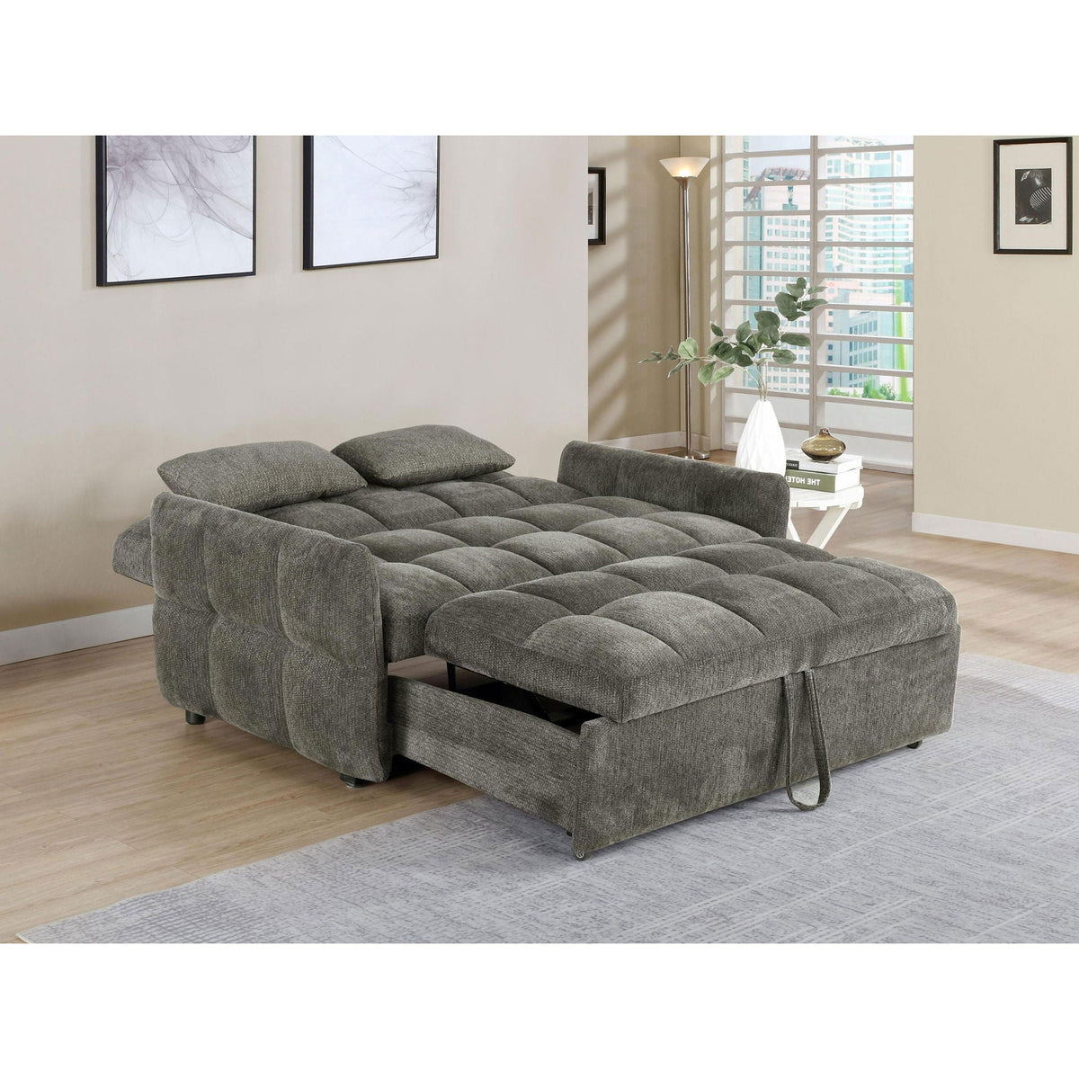 Alvara Tufted Pull Out Sofa With Memory Foam