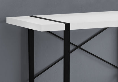 Computer desk industrial design white top with black metal frame and crisscross supports on Tampa Home & Garden Store