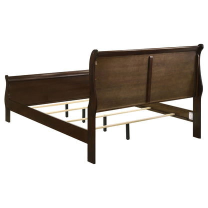 HouseOfZazla Sleigh Bed frame in dark wood with curved headboard and footboard on Tampa Home & Garden Store