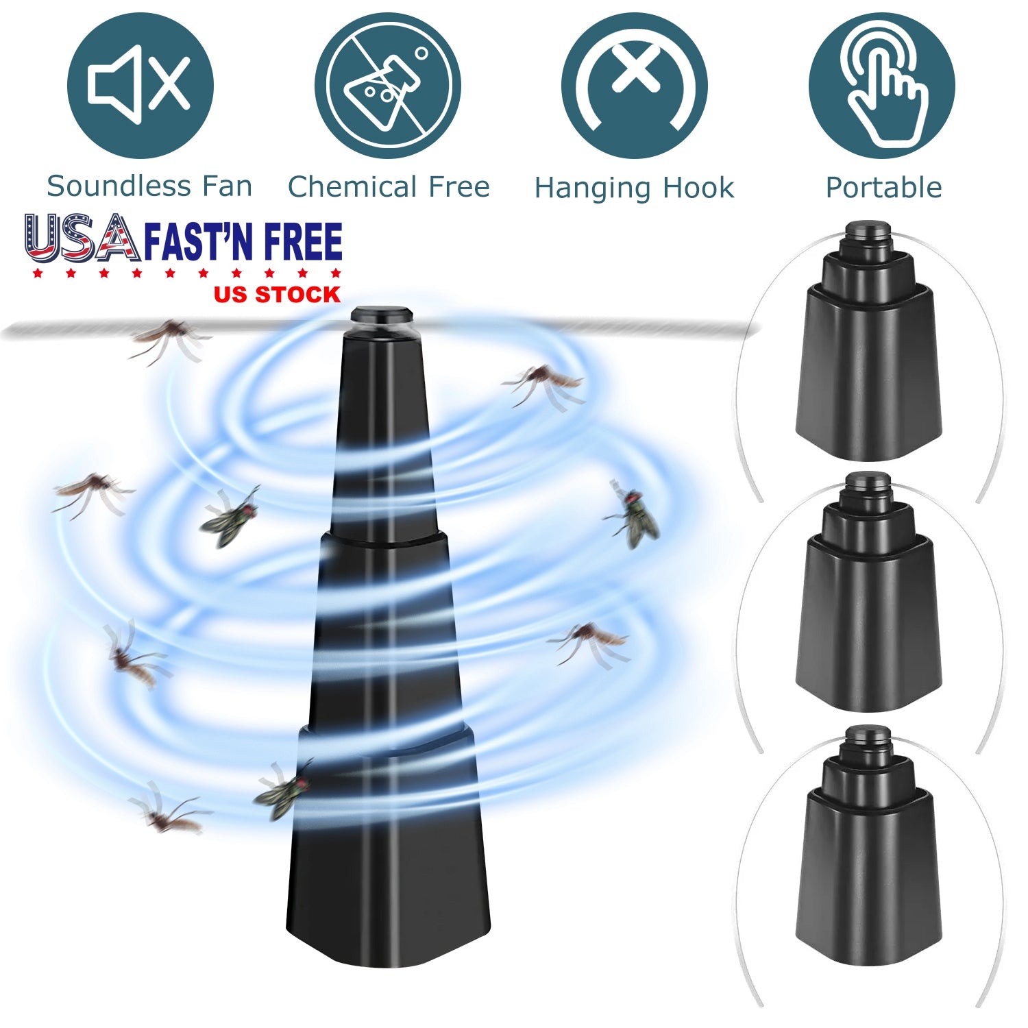 GemGear 4-pack table-top battery-powered fly repellent fans for party BBQ camping portable on Tampa Home & Garden Store
