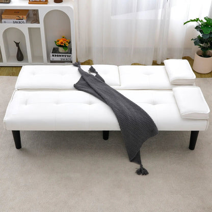 Sofa bed with foldable design futon sofa in white upholstery with black legs on Tampa Home & Garden Store