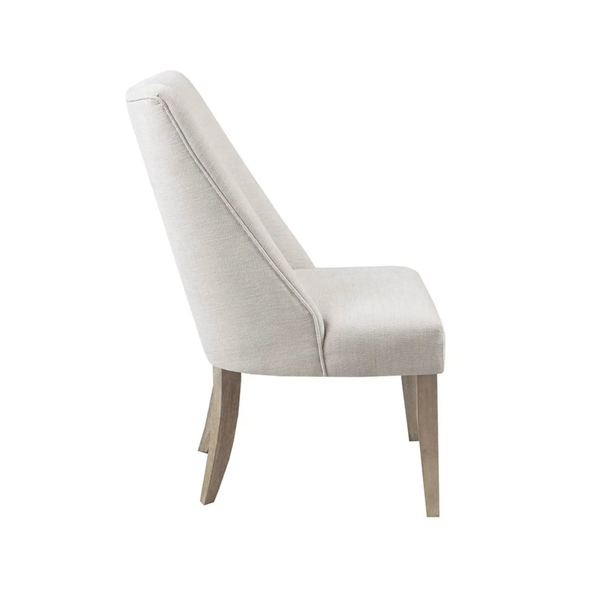 Comfortable Upholstered Dining Chair Set of 2 in beige fabric with wooden legs on Tampa Home & Garden Store