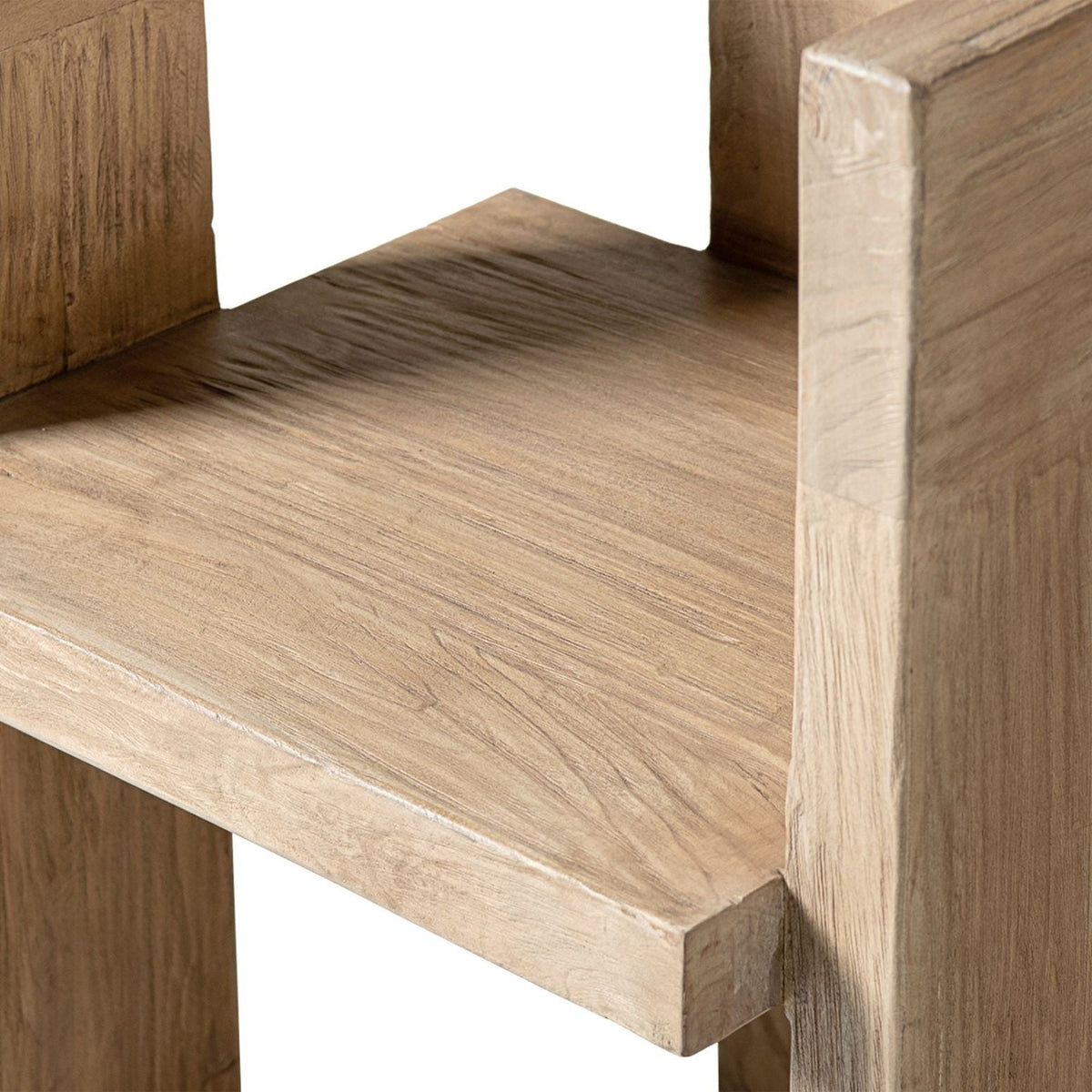 Sculptural block accent chair in brown reclaimed elm wood on Tampa Home & Garden Store
