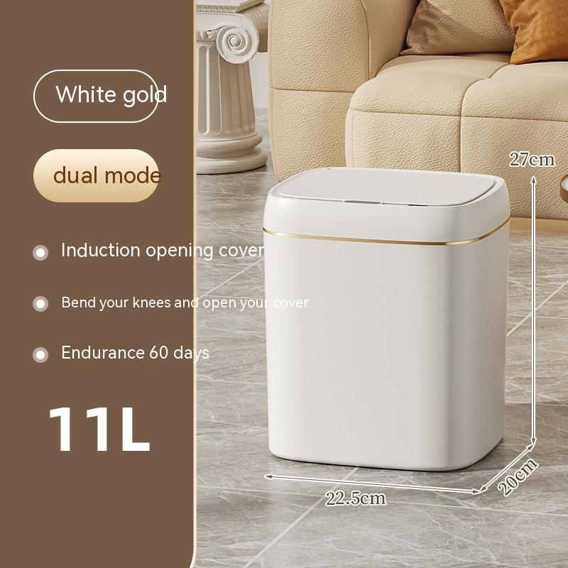 Perfecsy white gold smart trash can with lid, 11L, induction dual-mode opening, 22.5x20x27 cm on Tampa Home & Garden Store