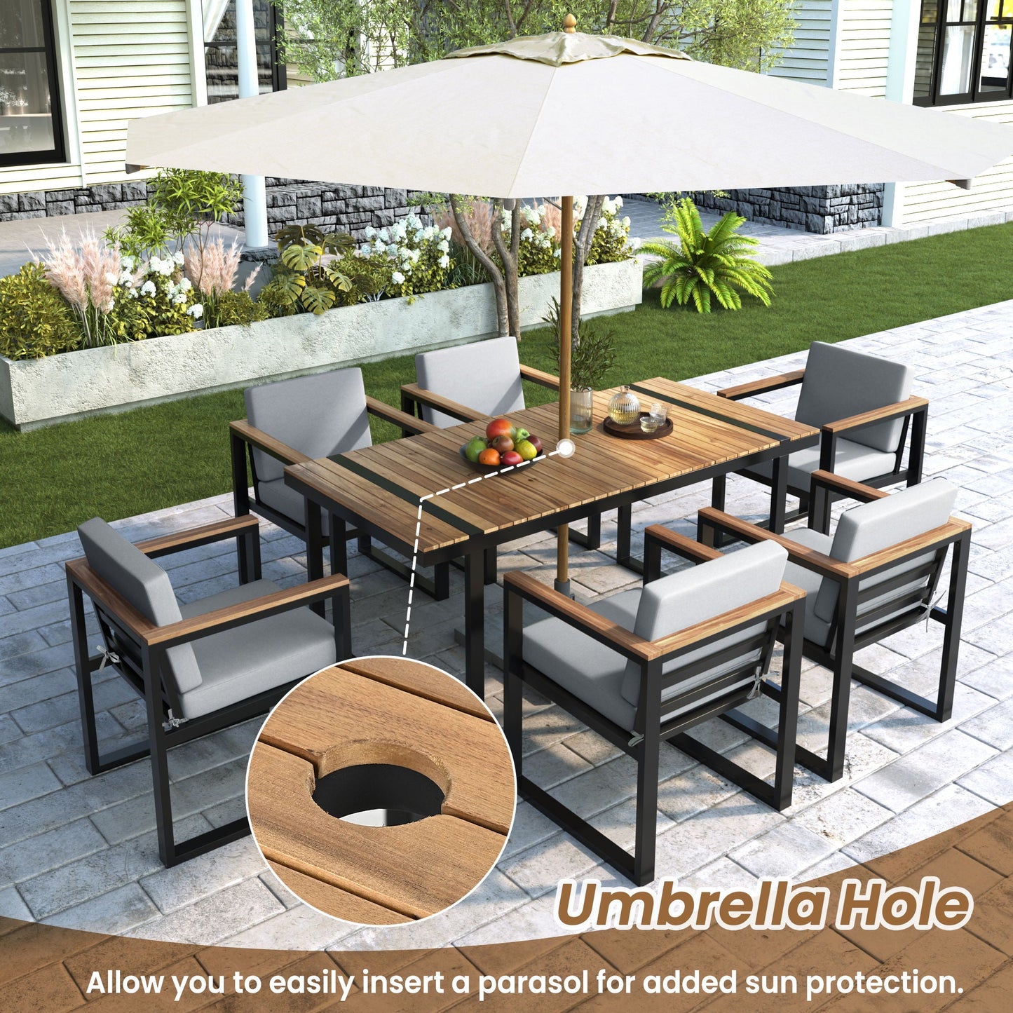 Seven Piece Outdoor Dining Table and Chair Set