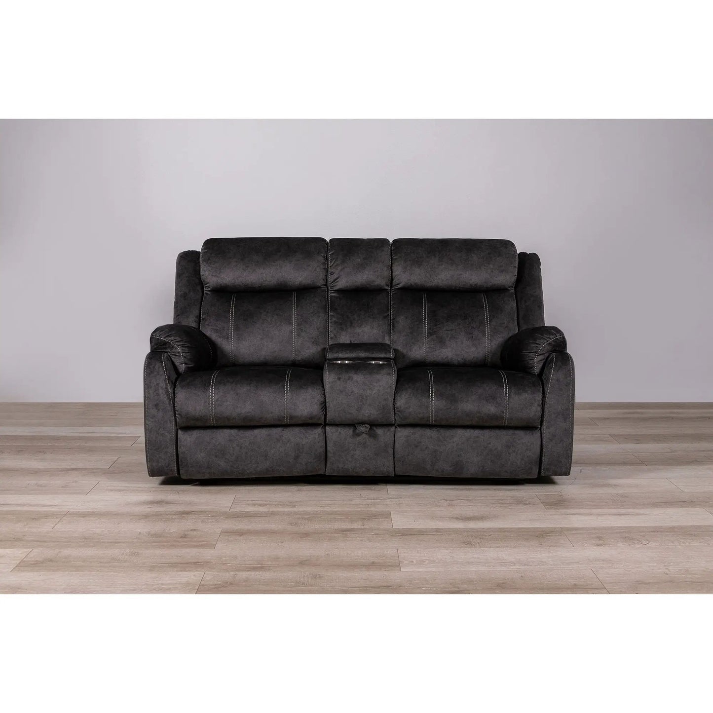 Sonet Domino recliner loveseat dark gray upholstery with center console Unique Piece Furniture on Tampa Home & Garden Store