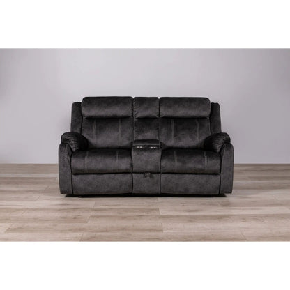Sonet Domino recliner loveseat dark gray upholstery with center console Unique Piece Furniture on Tampa Home & Garden Store