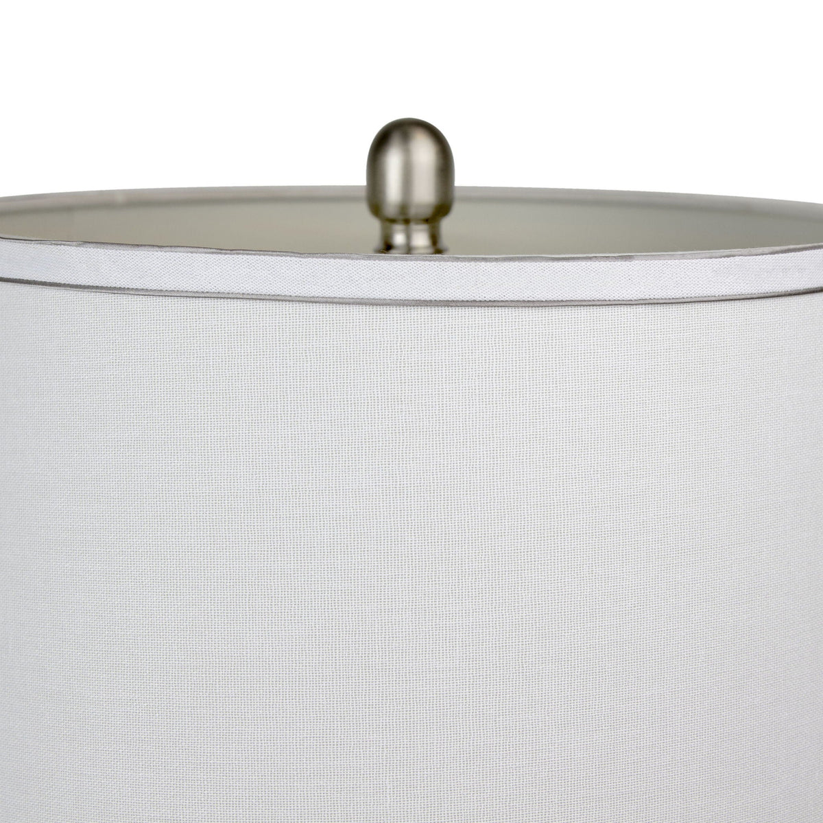 Cairo contemporary table lamp set of 2 with nickel finish finials on white shades on Tampa Home & Garden Store
