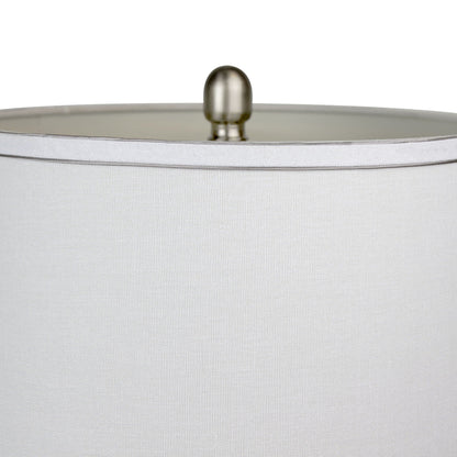 Cairo contemporary table lamp set of 2 with nickel finish finials on white shades on Tampa Home & Garden Store