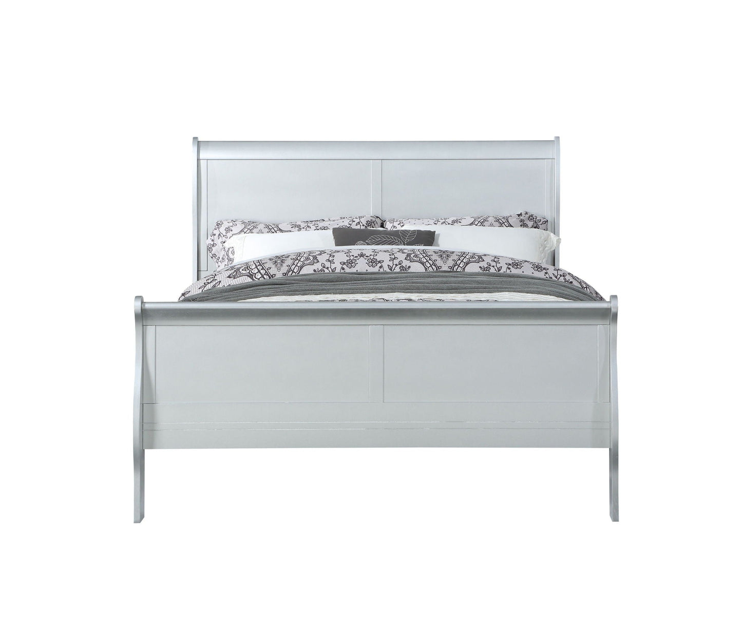 Louis Philippe Sleigh Style Bed by HouseOfZazla in silver metal sleigh bed frame on Tampa Home & Garden Store