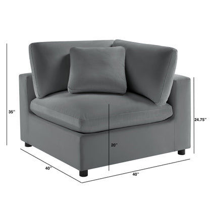 Corner wedge chair with down blend cushion in dark gray faux leather by HouseOfZazla on Tampa Home & Garden Store