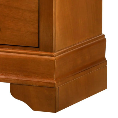 Traditional Style Nightstand in warm brown wood with decorative base molding on Tampa Home & Garden Store