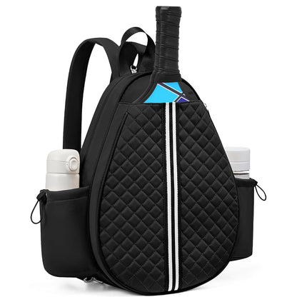 GemGear black quilted pickleball sling bag waterproof with wet pocket and bottle pockets on Tampa Home & Garden Store