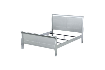 Louis Philippe Sleigh Style Bed frame in silver metal with curved headboard HouseOfZazla on Tampa Home & Garden Store