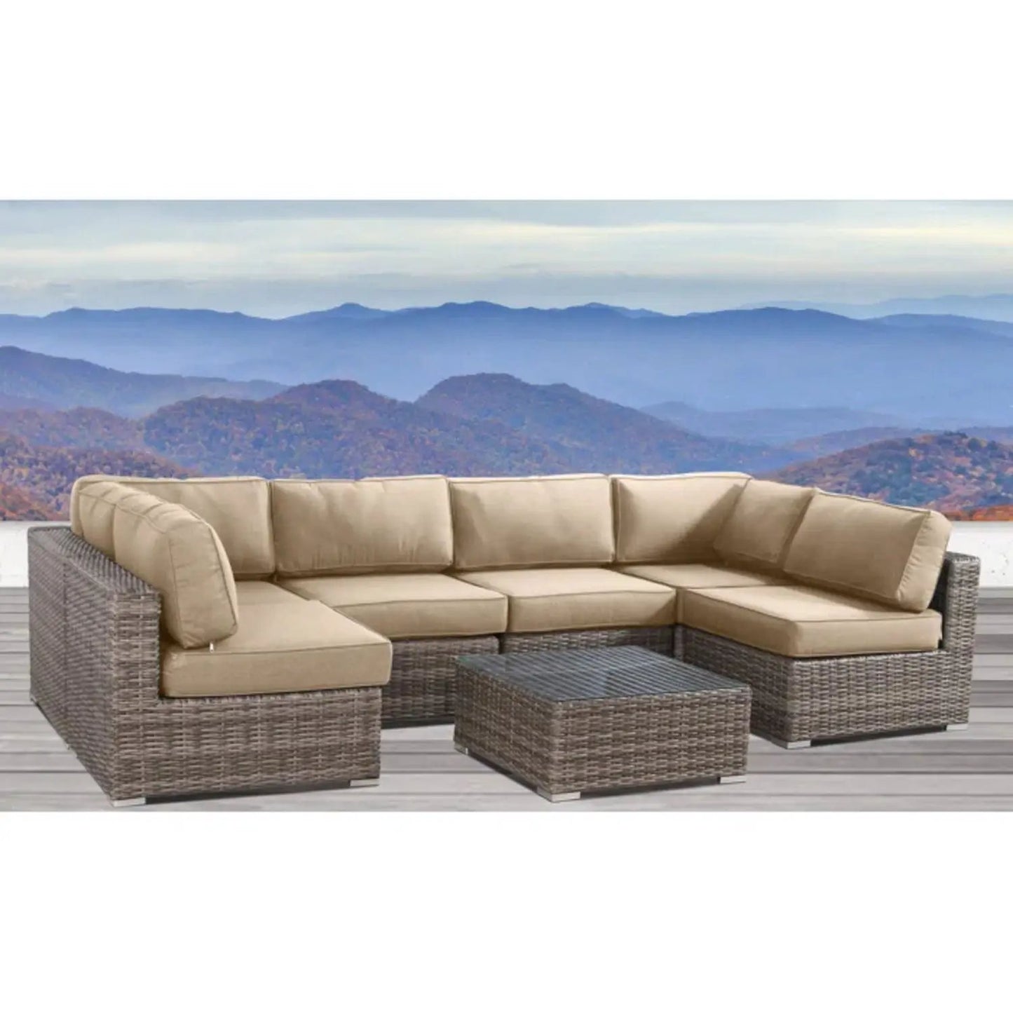 Seating Set Handcrafted Wicker Design 4-Piece Outdoor Set beige cushions Unique Piece Furniture on Tampa Home & Garden Store