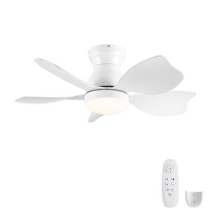 Low profile flush mount ceiling fan with light in white, remote by HouseOfZazla on Tampa Home & Garden Store