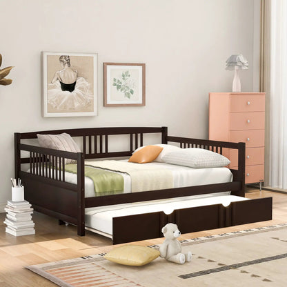 Multifunctional modern daybed with dark wood finish and spacious under-bed storage on Tampa Home & Garden Store