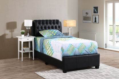 Tufted Upholstered Bed black faux leather with diamond tufted headboard by HouseOfZazla on Tampa Home & Garden Store