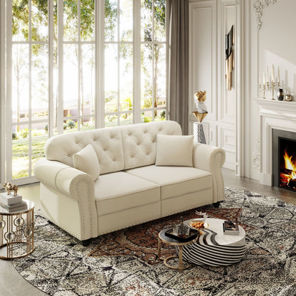 Upholstered Sofa Set with Nailhead and Pillows