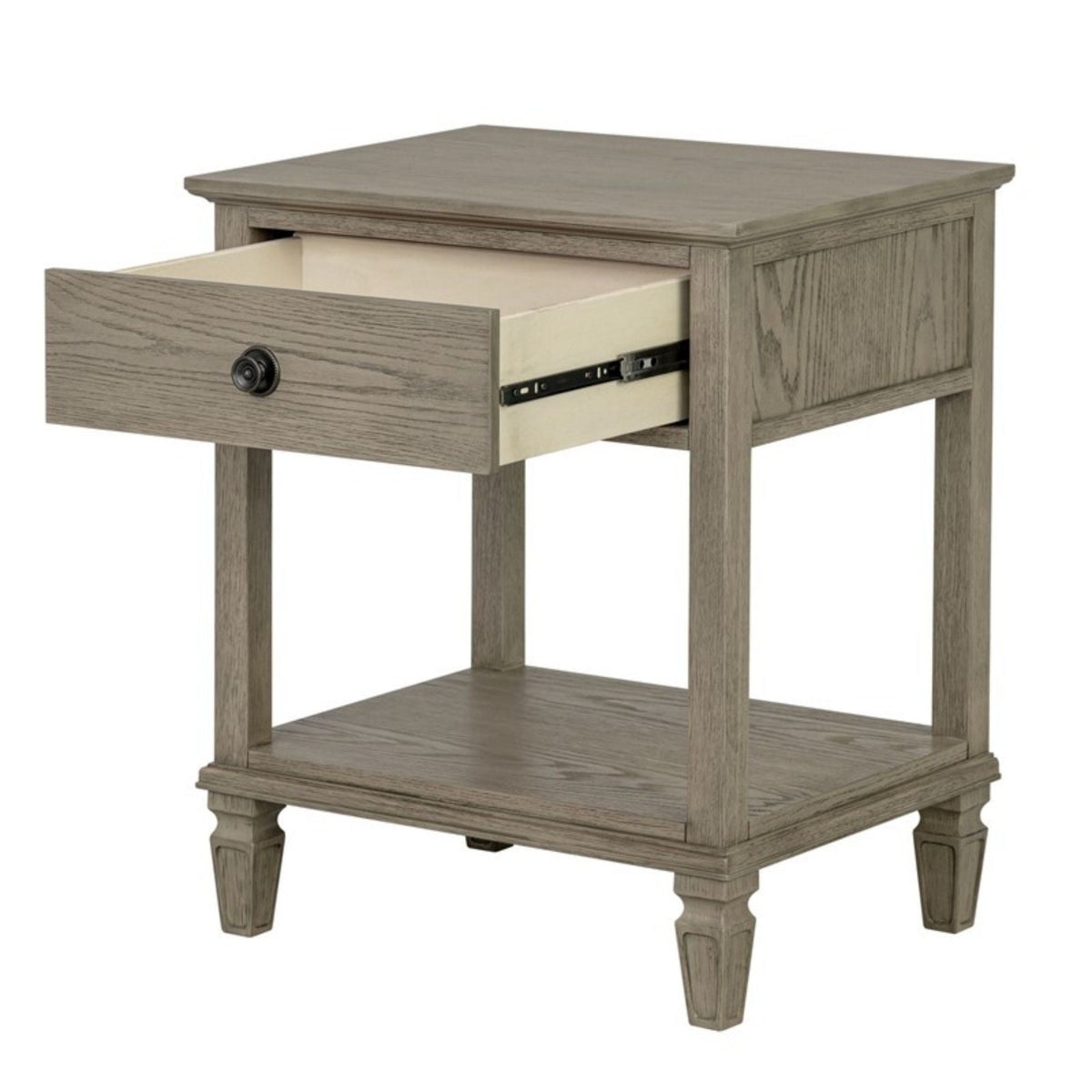 Bedside table with drawer and shelf in gray-washed solid wood accent nightstand by HouseOfZazla on Tampa Home & Garden Store