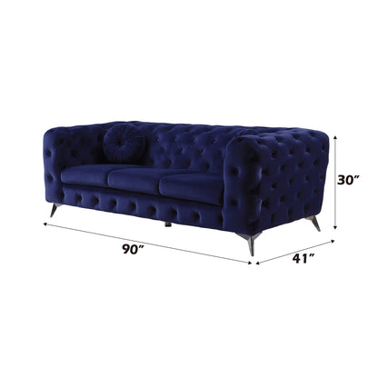 Atronia Classic Blue Velvet Button Tufted Sofa