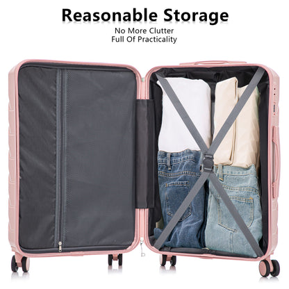 Pink spinner luggage open to reveal interior with mesh divider and strapped clothing on Tampa Home & Garden Store
