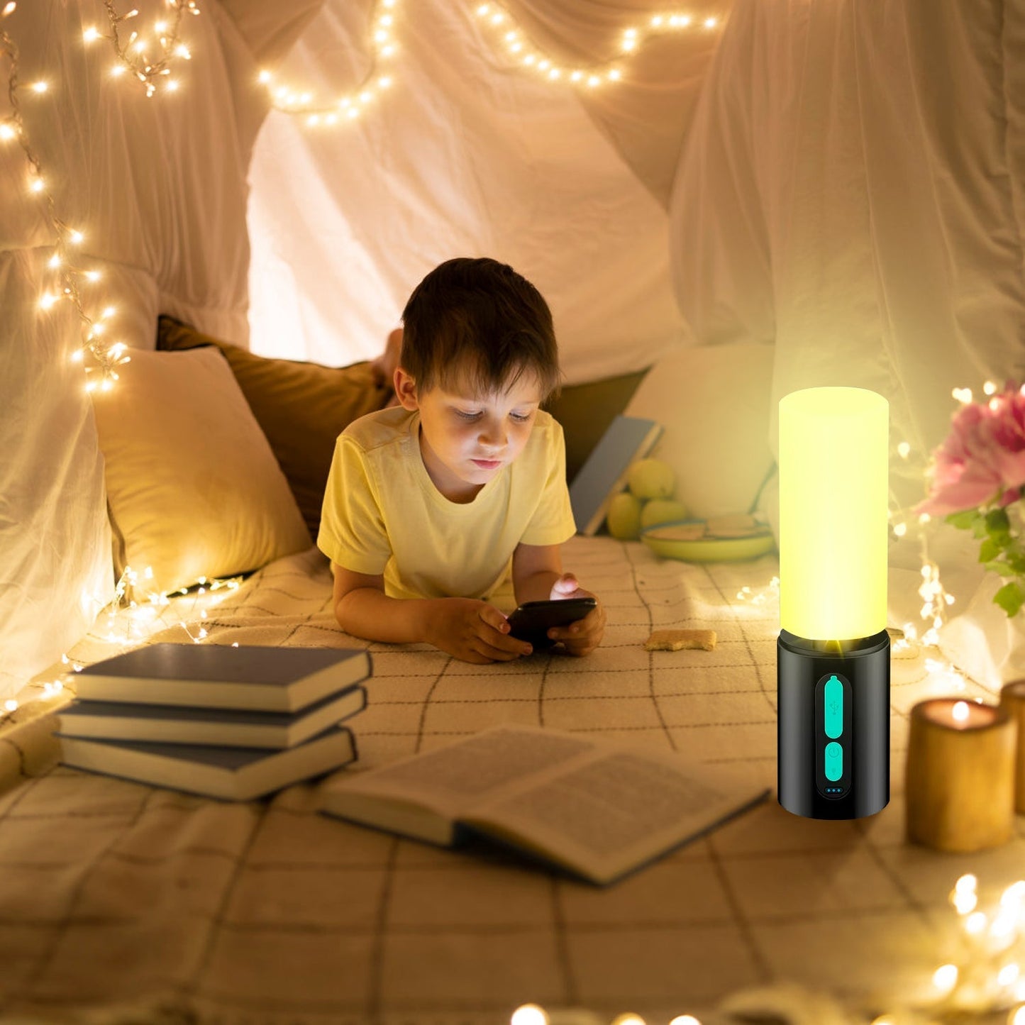 GemGear 4 in 1 camping lantern with 33ft string light IP44 waterproof, warm yellow glow on Tampa Home & Garden Store