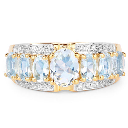 Aquamarine and Diamond Ring 1.93ct two-tone gold over sterling silver with pavé diamonds on band on Tampa Home & Garden Store