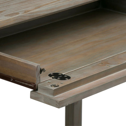 Warm Shaker Handcrafted Desk brown wood finish with black metal hardware on Tampa Home & Garden Store