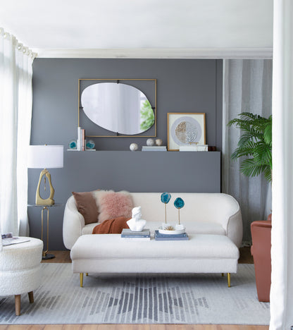 Geode-Inspired gold aluminum table lamp with sculptural hollow body and white shade on Tampa Home & Garden Store