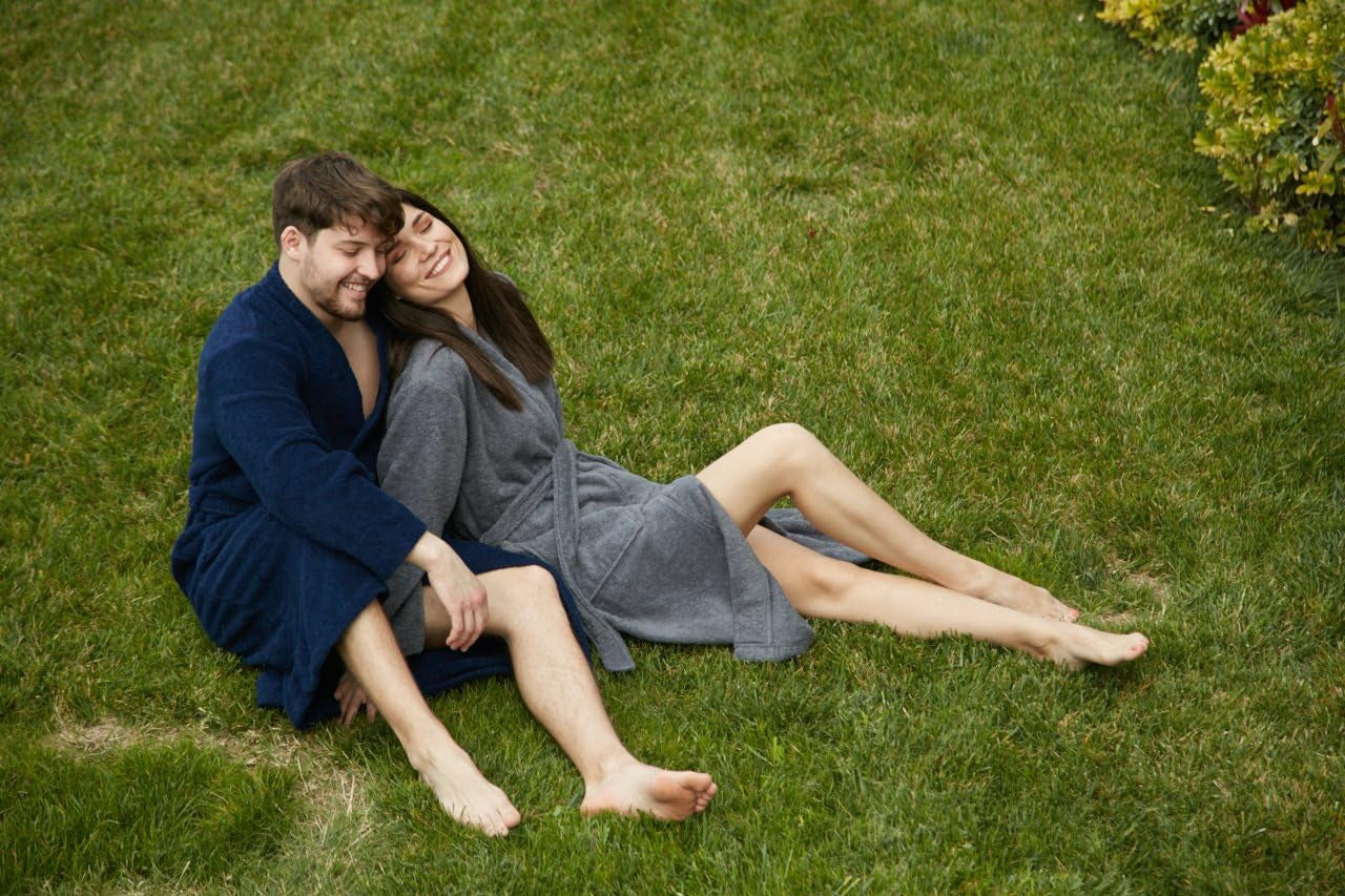 Bagno Milano Men’s 100% Organic Turkish Cotton Terry Bathrobe – Certified Soft, Absorbent, Kimono-Style Robe for Spa & Lounge