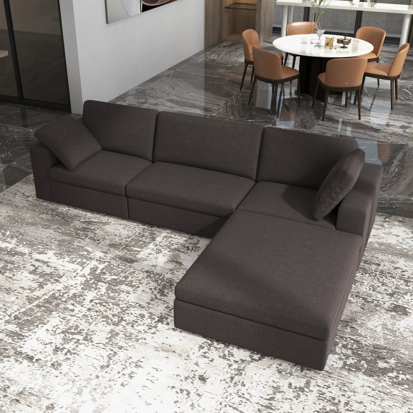 Cecilia modular corner sectional sofa by Unique Piece Furniture in dark charcoal fabric on Tampa Home & Garden Store