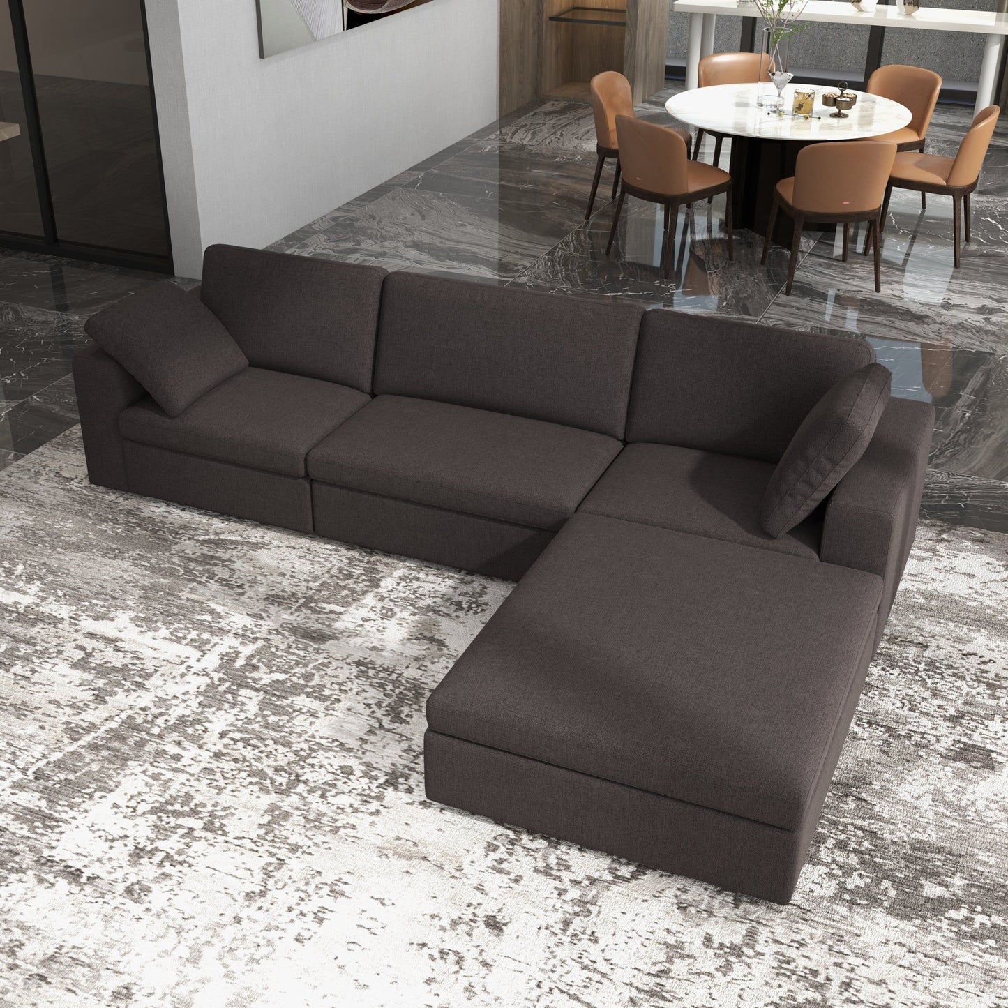 Cecilia modular corner sofa by HouseOfZazla in dark gray upholstery for a modern living space on Tampa Home & Garden Store