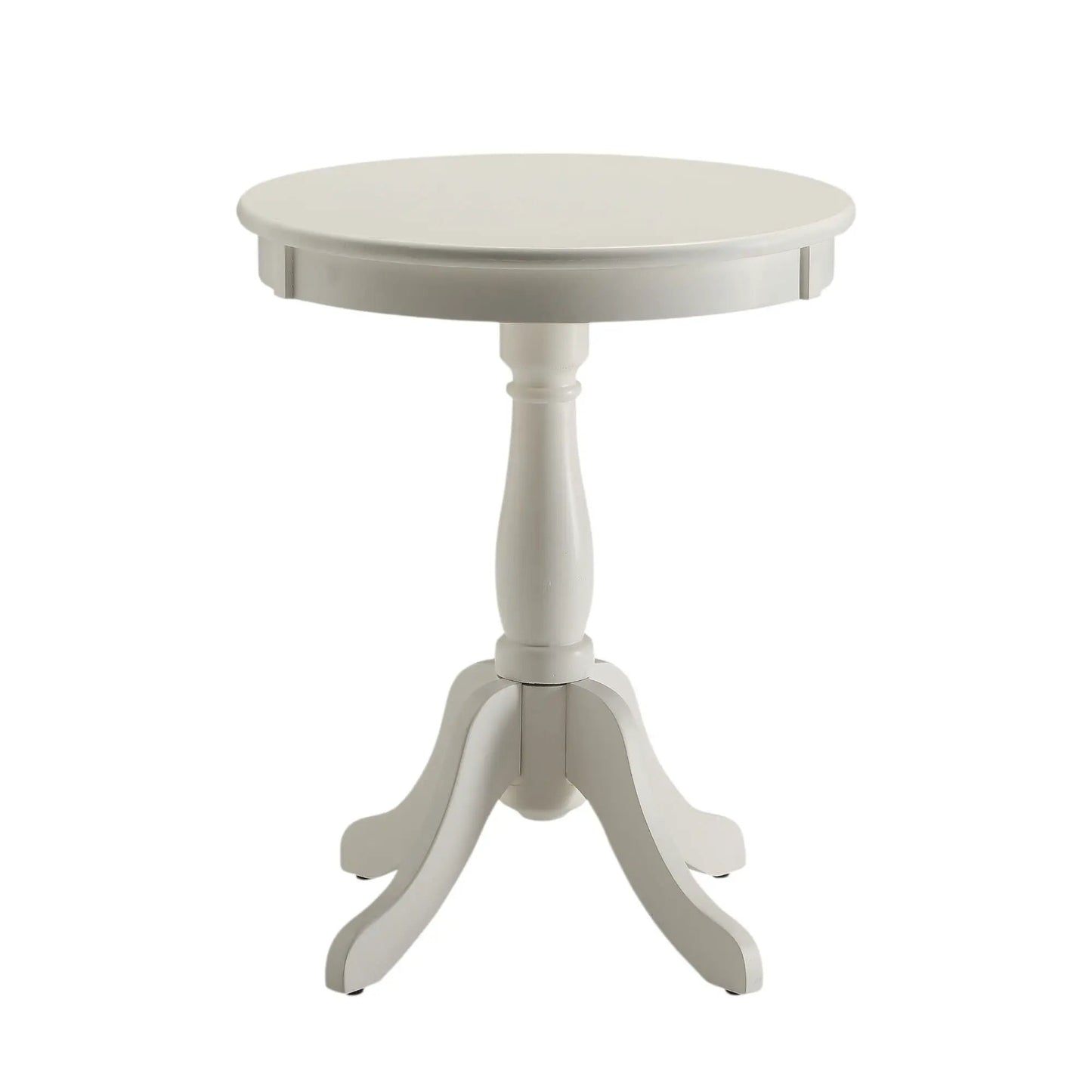 Round Pedestal Accent Table White Cottage Style