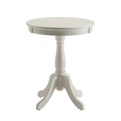 Round Pedestal Accent Table White Cottage Style