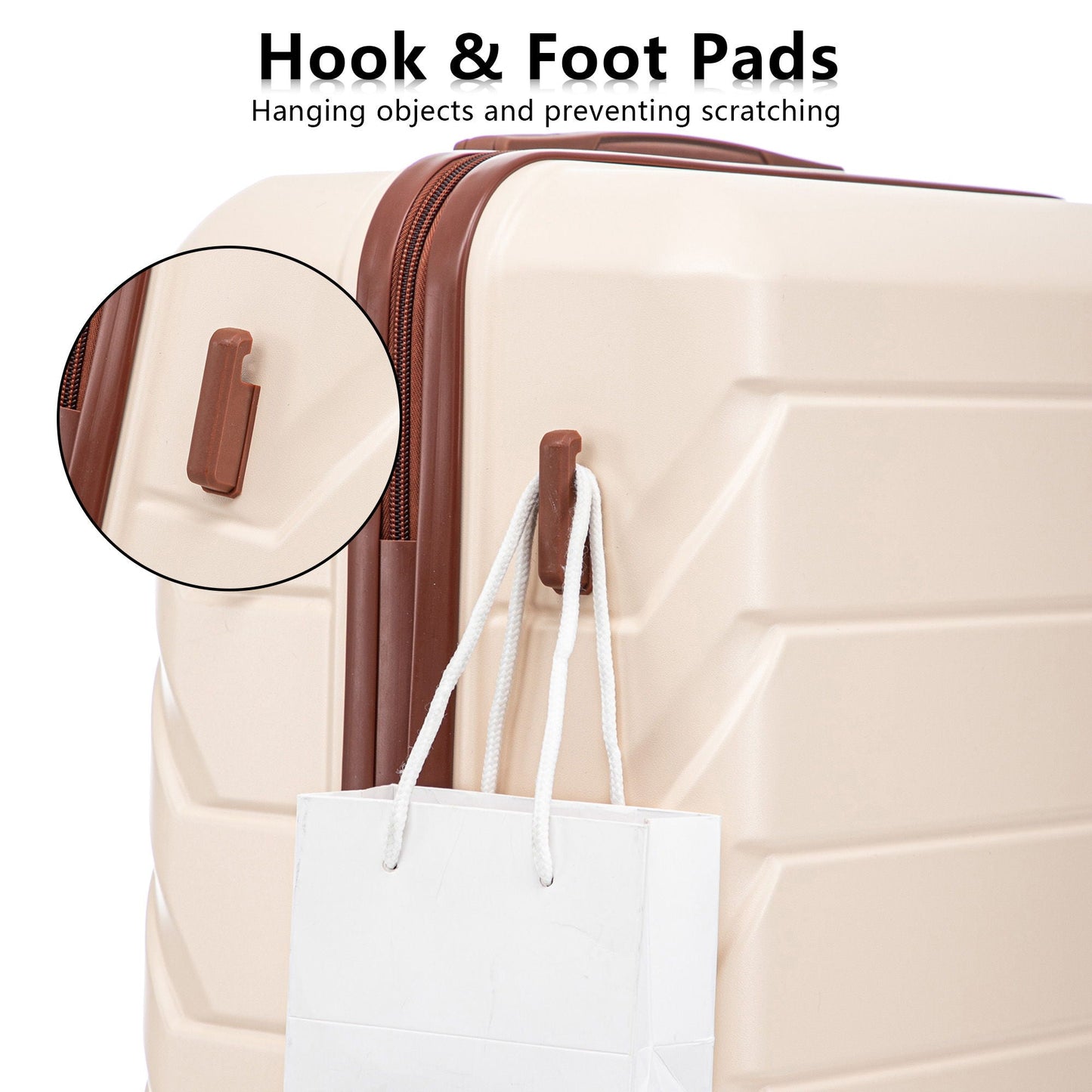 3-piece spinner luggage set beige with brown trim and straps 20/24/28in combo lock on Tampa Home & Garden Store