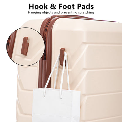 3-piece spinner luggage set beige with brown trim and straps 20/24/28in combo lock on Tampa Home & Garden Store