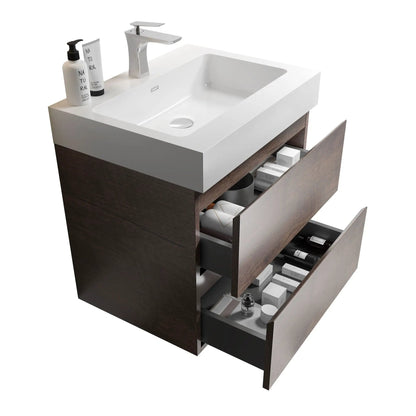 Alice vanity with sink, wall-mounted, white top, chrome faucet, large storage drawers on Tampa Home & Garden Store
