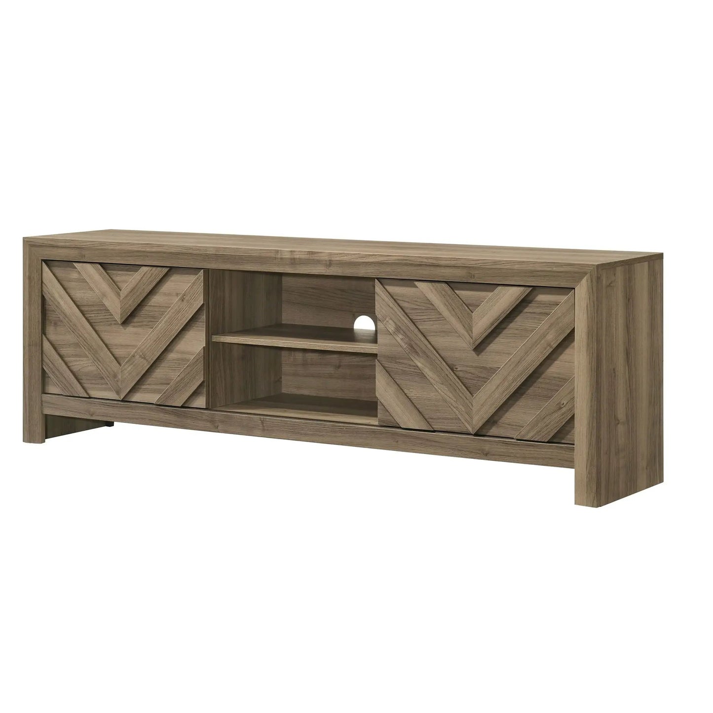Chevron Patterned TV Stand in Light Brown