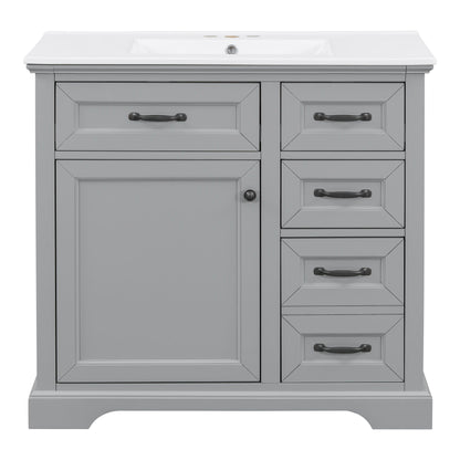 36in bathroom vanity with sink, gray cabinet and white countertop by HouseOfZazla on Tampa Home & Garden Store