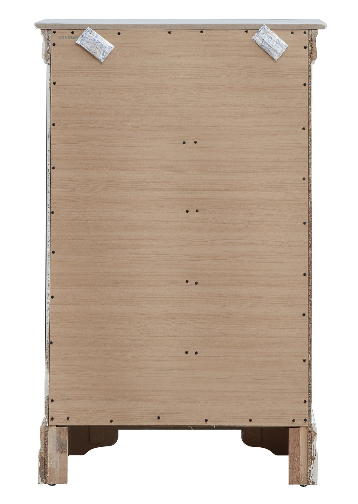 Accent Chest back view in natural wood finish with visible screws and sturdy legs on Tampa Home & Garden Store