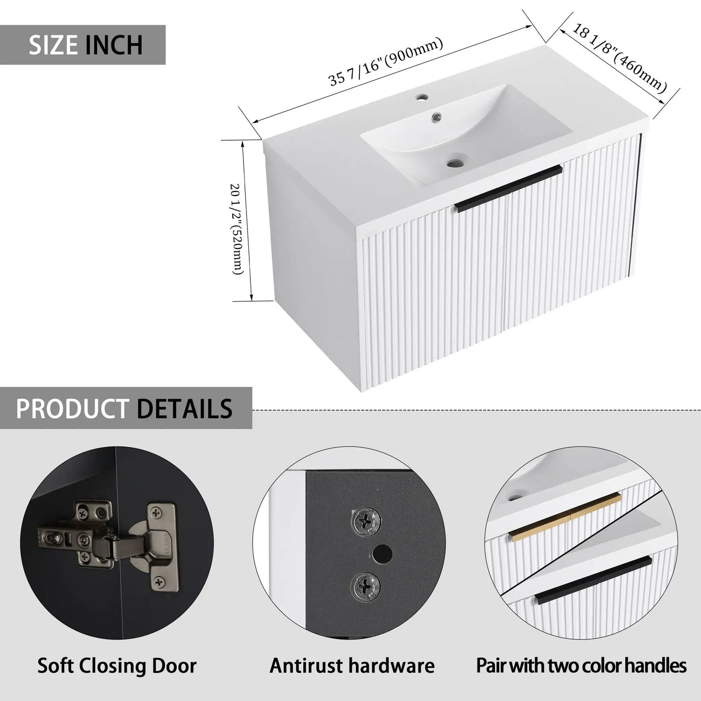 Modern Wall Mounted Vanity With Resin Double Sink