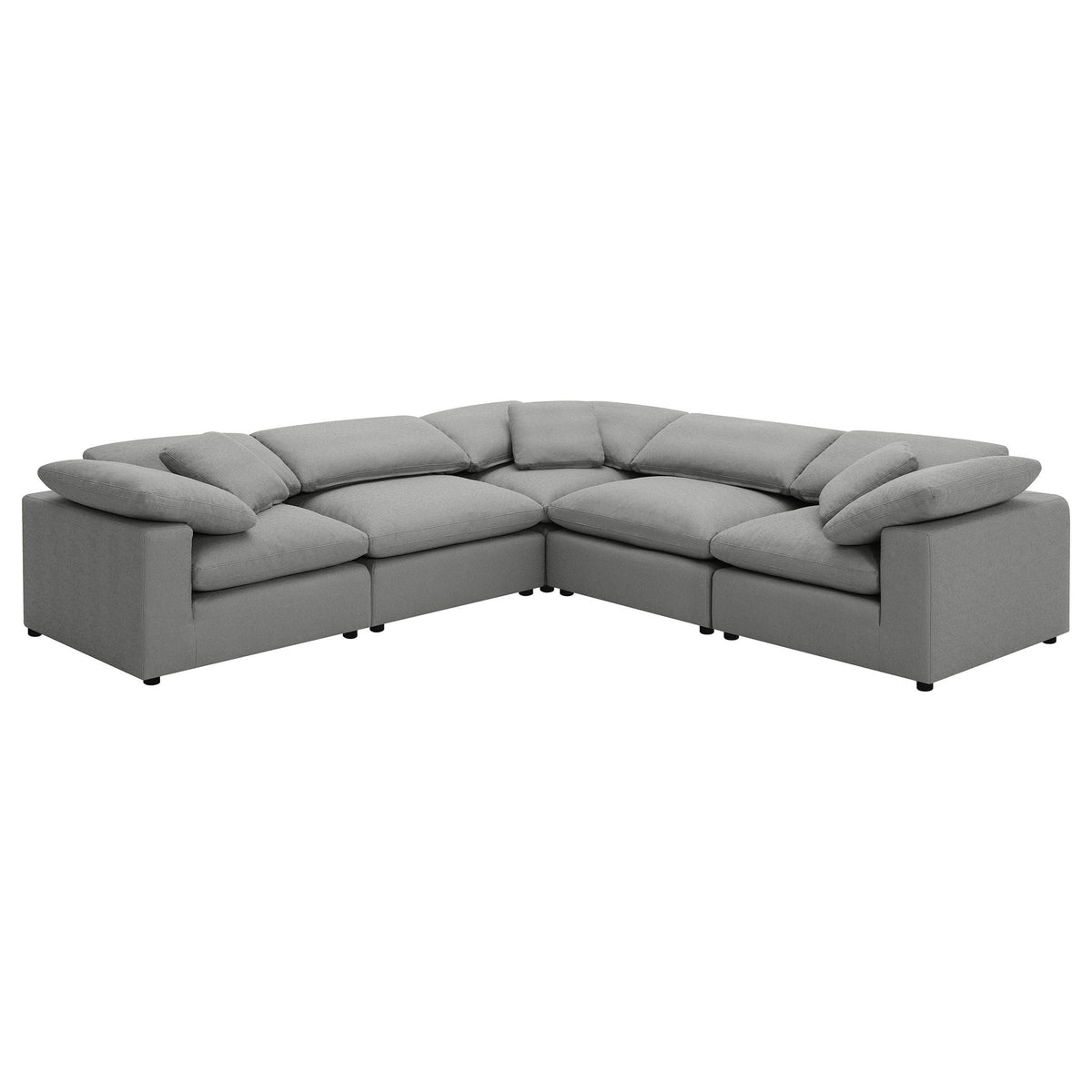 Segoura 5-Piece upholstered sectional with reclined back pillows, gray by HouseOfZazla on Tampa Home & Garden Store