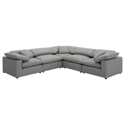 Segoura 5-Piece upholstered sectional with reclined back pillows, gray by HouseOfZazla on Tampa Home & Garden Store