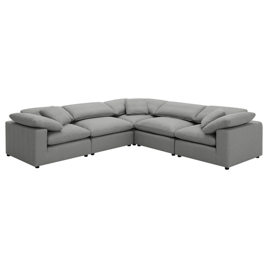Segoura 5-Piece upholstered sectional with reclined back pillows, gray by HouseOfZazla on Tampa Home & Garden Store