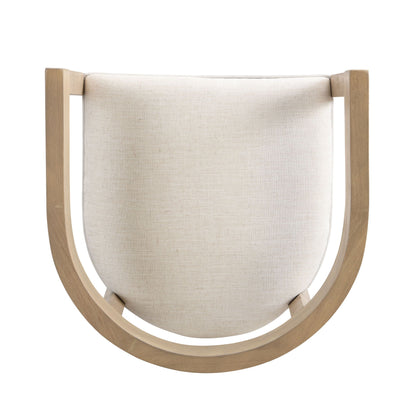 Modern rubberwood counter stool with beige linen upholstered seat back view HouseOfZazla on Tampa Home & Garden Store